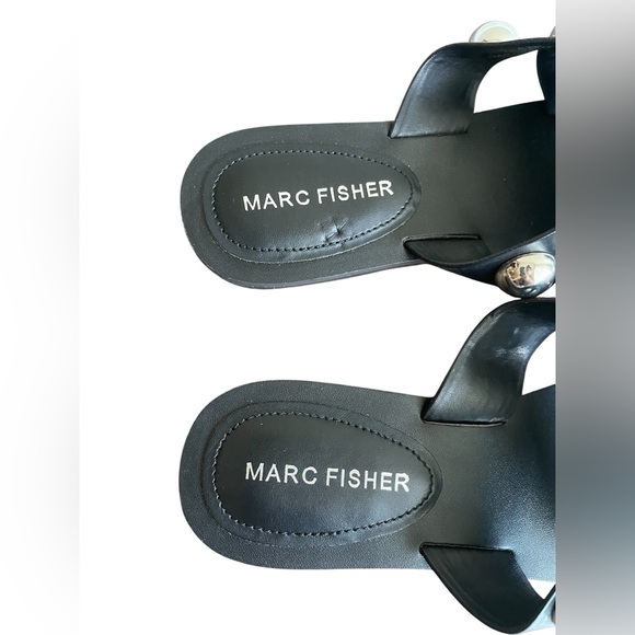 New Marc Fisher Black Women Silver Sandal Size 65 - Picture 5 of 6